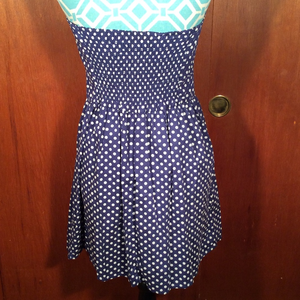 Bebop retro pin-up nautical blue white polka dots medium - Picture 4 of 4